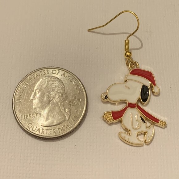 Snoopy Earring, Peanuts Earring, Snoopy Jewelry, Christmas Earring, Holiday - Picture 3 of 4